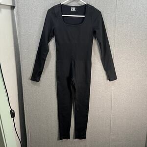 OQQ Women Long Sleeve Jumpsuits Workout Ribbed Bodysuits One Piece Size M